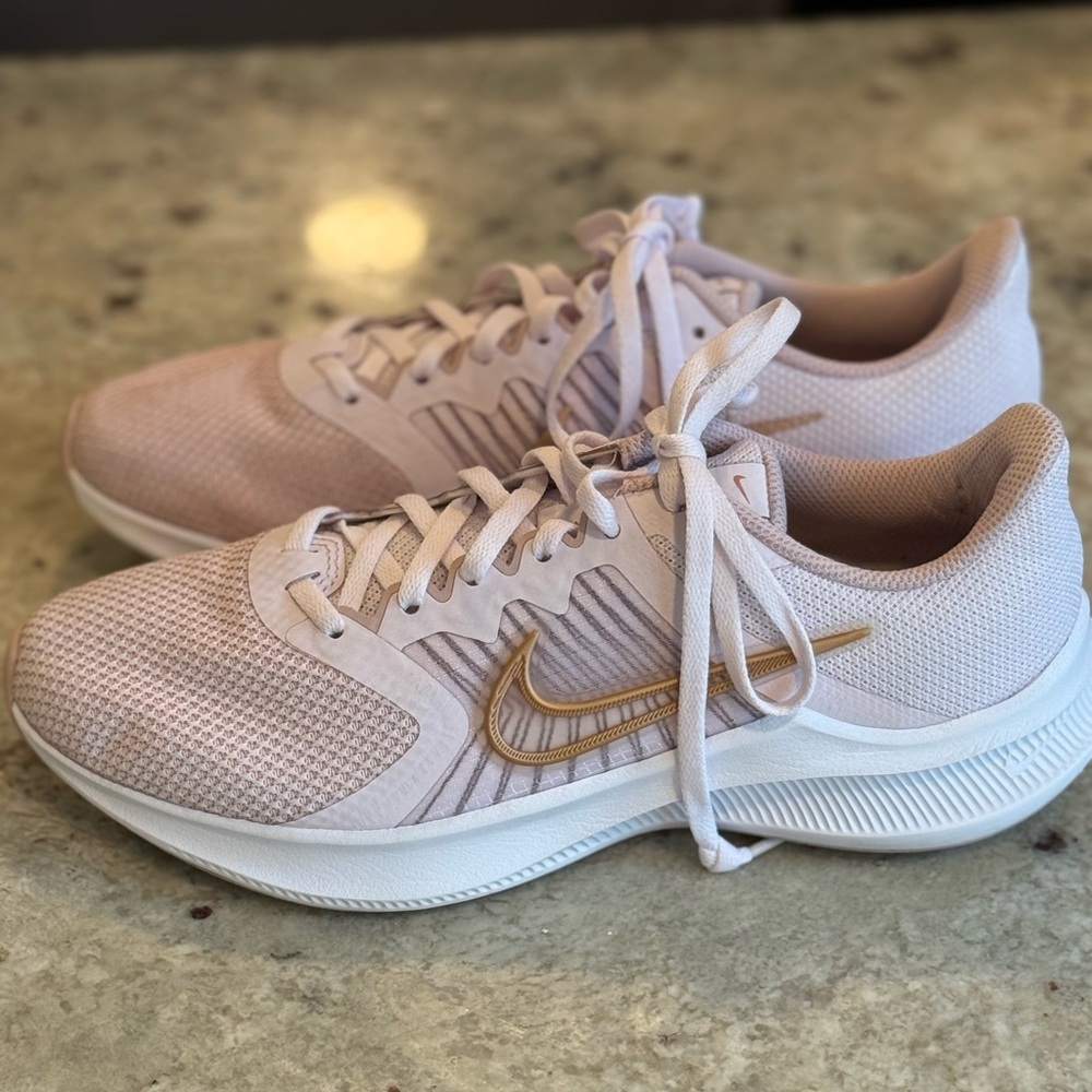 Nike Downshifter Blush and Gold Athletic Shoes